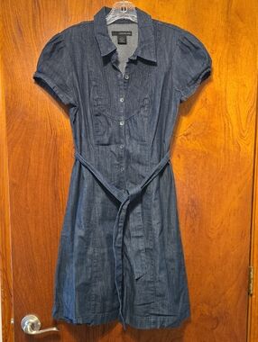 Calvin Klein Denim Blue Short-Sleeve Button Dress